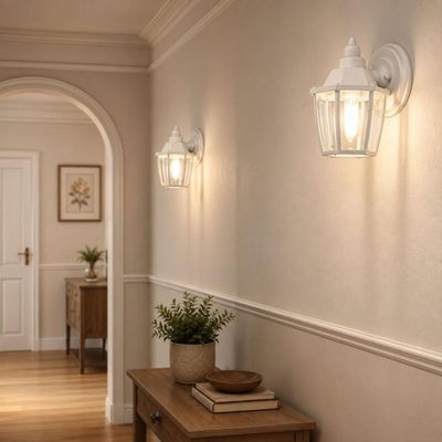 Conjunto 2 Luminárias Arandelas Parede Branca Dital Heritage Clássica Área Externa Interna Muro Branco