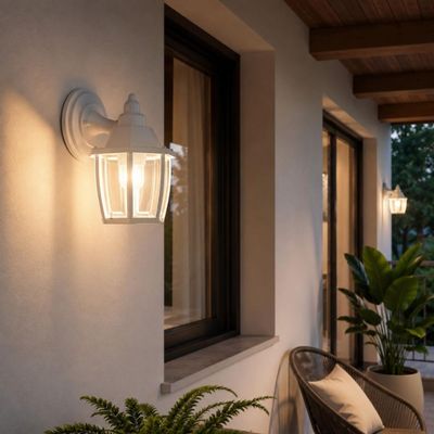 Conjunto 2 Luminárias Arandelas Parede Branca Dital Heritage Clássica Área Externa Interna Muro Branco