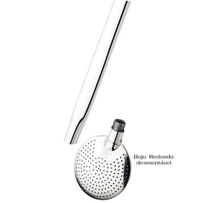 Bomba Inox Desmontável Chata Lisa Chupeta Dupla Bojo Redondo Cano De 8mmx23Cm