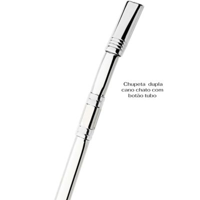 Bomba Inox Chata Com Botão Tubo Chupeta Dupla Bojo Redondo Cano De 8mmx22Cm