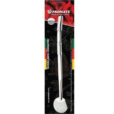 Bomba Inox Chata Com Botão Tubo Chupeta Dupla Bojo Redondo Cano De 8mmx22Cm