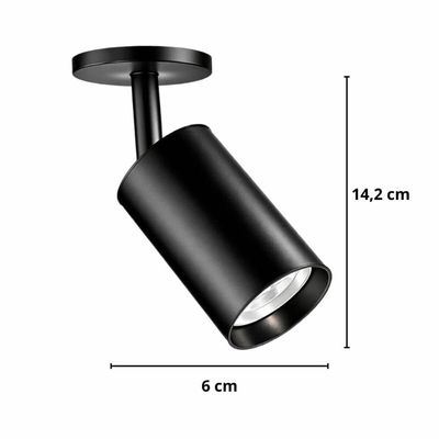 Spot De Sobrepor Preto Redondo Soquete GU10 Lâmpada MR16 Alumínio 6x14cm