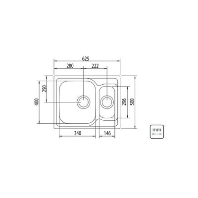 Cuba de Sobrepor Tramontina Marea 1.5 C 34 R em Aço Inox Acetinado com Válvula 62 x 50 cm