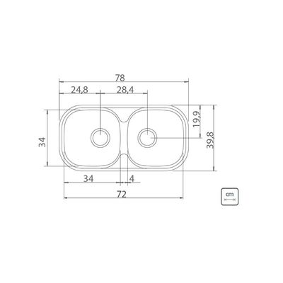 Cuba Dupla Retangular 2C 34 BS Inox 78x39 cm Acetinado Prime com Válvula 4,5 Tramontina 94032102