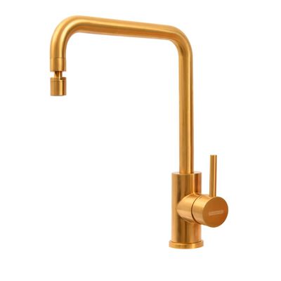 Misturador Monocomando Tramontina Angolare em Aço Inox Gold com Bica Articulada com revestimento PVD
