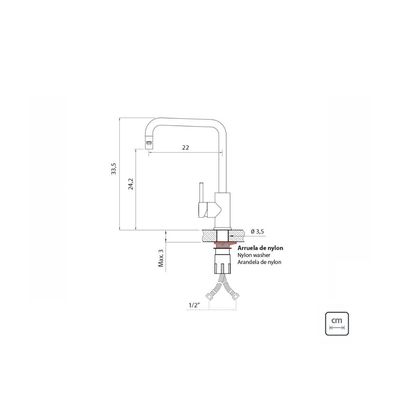Misturador Monocomando Tramontina Angolare em Aço Inox Black com Bica Articulada com revestimento PVD