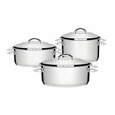 Jogo de Panelas Tramontina Solar 3 Peças Aço Inox Fundo Triplo