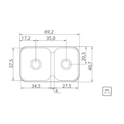 Cuba Dupla Tramontina Isis Aço Inox Polido 69x40 cm Outlet