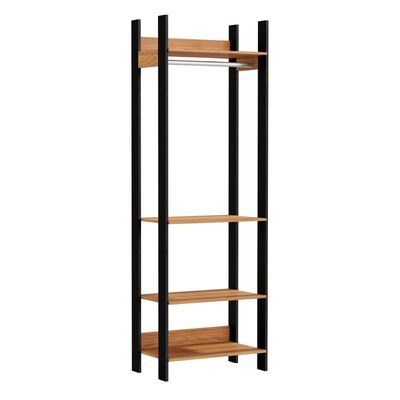 Closet em MDF Freijó com Preto Fosco 73 x 220 cm 4 Prateleiras 1 Cabideiro tw402 Dalla Costa