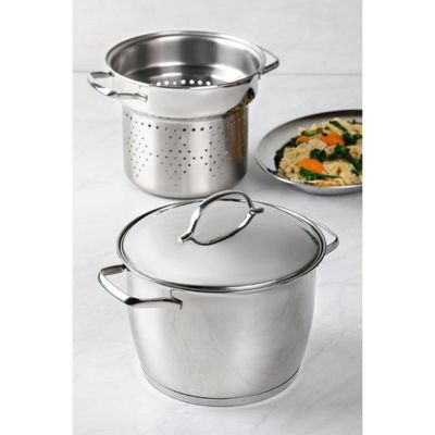 Jogo Cozi-Pasta Tramontina Allegra em Aço Inox com Fundo Triplo 2 Peças 20 cm