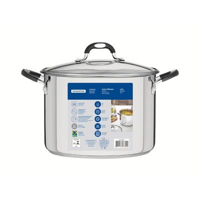 Caldeirão Tramontina Astro Aço Inox Tampa de Vidro 30 cm 20,8 Litros