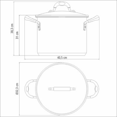 Caldeirão Tramontina Astro Aço Inox Tampa de Vidro 30 cm 20,8 Litros