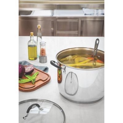 Caldeirão Tramontina Astro Aço Inox Tampa de Vidro 30 cm 20,8 Litros