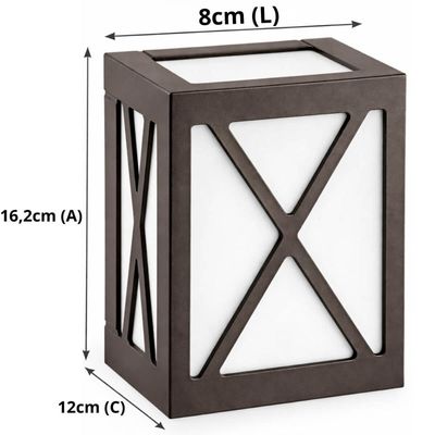Luminária Arandela Grade X Termoplástico Lente Leitosa Marrom Onix E27 Dital