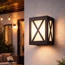 Luminária Arandela Grade X Termoplástico Lente Leitosa Marrom Onix E27 Dital