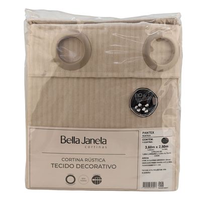 Cortina Rústica Bella Janela 3,60m x 2,50m Pantex Cor Areia