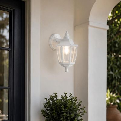 Arandela Luminária Fechada Branca Parede 36,5cm E27 Dital Bivolt Heritage Externo Interno Jardim Muro