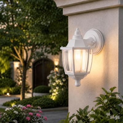 Arandela Luminária Fechada Branca Parede 36,5cm E27 Dital Bivolt Heritage Externo Interno Jardim Muro