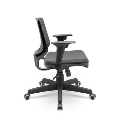 Cadeira Escritório Beezi Giratória PU Vinil Preto Braços Reguláveis Plaxmetal