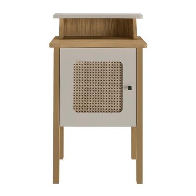 Mesa Lateral Retangular Charlotte 1 PT Carvalho e Off White