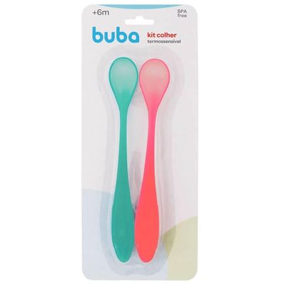 2 Colher para Introdução Alimentar Buba Termossensíveis Bebê Polipropileno Coloridas