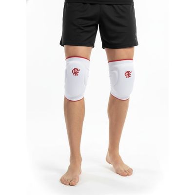 Joelheira Slide Flamengo Branco Pp Knit 3D Espuma 12Mm Prote