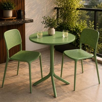 Mesa Redonda Livy Aurah 60x74,5cm Verde Oliva em Polipropileno Plaxmetal