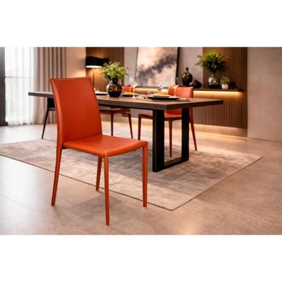 Cadeira Glam Estofada Terra Cota Empilhável Or Design Metal PU