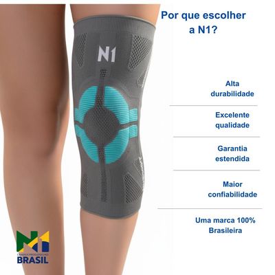 N1 Sport Joelheira Linha PRÓ Preta Tamanho XG com Compressão