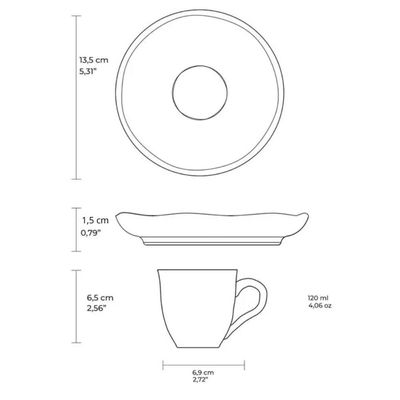 Xícara para Café com Pires Bio Rouxinol 120ml Porto Brasil Cozinha Gourmet Mesa Posta Restaurante