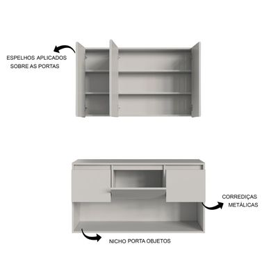 Gabinete de Banheiro Suspenso 110cm com Espelheira Lavinia s
