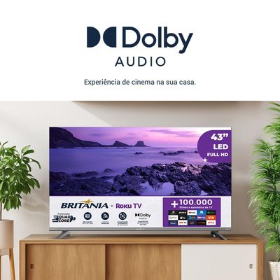Smart TV 43" Britânia Roku TV HDR10 Dolby Audio B43CRA Bivolt