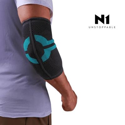 Cotoveleira Ortopédica Pro Cinza Tamanho P KNIT 3D N1 Sport Compressão Graduada Estabilidade Biomecânica