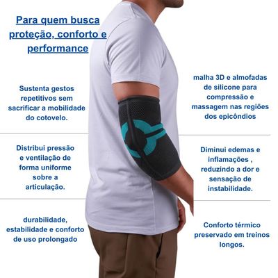 Cotoveleira Ortopédica Pro Cinza Tamanho P KNIT 3D N1 Sport Compressão Graduada Estabilidade Biomecânica