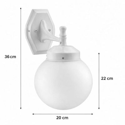 Kit 8 Luminária Globo Leitoso 10x20cm Arandela Parede Branco Bivolt E27 Dital