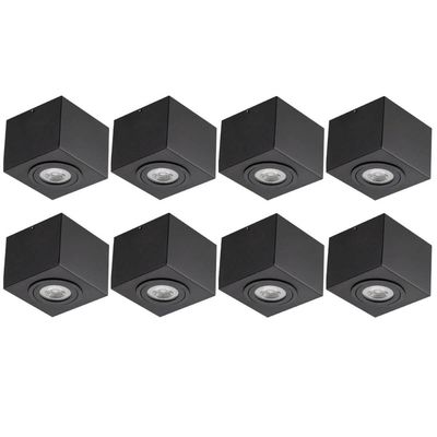 Kit 8 Luminárias Plafon Quadradas de Soprepor PAR30 17cm Box Preto Dital 11w Bivolt