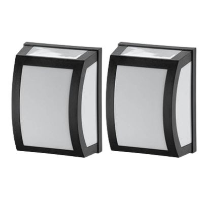 Kit 2 Arandela Oval Parede Muro Lente Leitosa Preto E27 Dita
