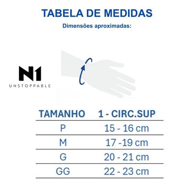 Munhequeira Preta Tamanho P lado Esquerdo N1 Sport Pró Alívi