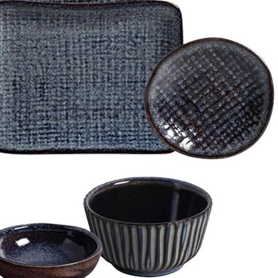 6 Ramequins Porta Molho Shoyu Cerâmica Azul Titanium 11x2cm Porto Brasil Molheira Sushi