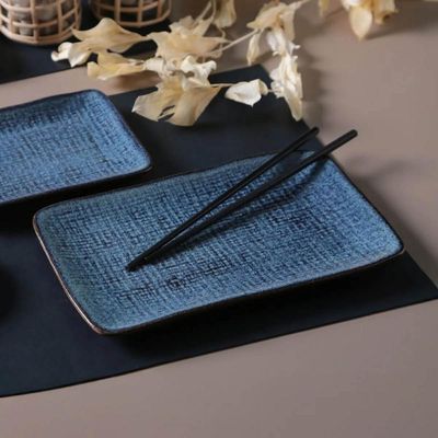 Conjunto 4 Travessas Cerâmica Porto Brasil 27x16cm Titanium Servir Sushi Sashimi