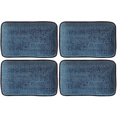 Conjunto 4 Travessas Cerâmica Porto Brasil 27x16cm Titanium Servir Sushi Sashimi