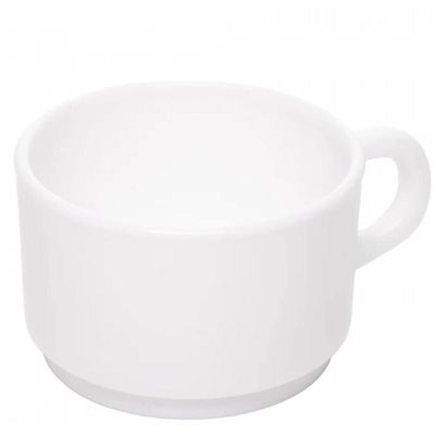 Jogo 12 Xícaras de Chá Café 200ml Vidro Opalino Branco Wolff Essenza Hotel Restaurante Cafeteria