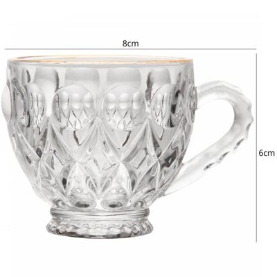 Jogo 36 Xícaras para Café Lile 80ml Vidro Fio de Ouro Lyor Cafezinho Atendimento Recepção