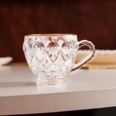 Jogo 36 Xícaras para Café Lile 80ml Vidro Fio de Ouro Lyor Cafezinho Atendimento Recepção