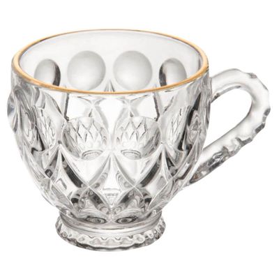 Jogo 36 Xícaras para Café Lile 80ml Vidro Fio de Ouro Lyor Cafezinho Atendimento Recepção