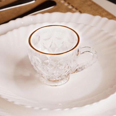 Jogo 36 Xícaras para Café Lile 80ml Vidro Fio de Ouro Lyor Cafezinho Atendimento Recepção