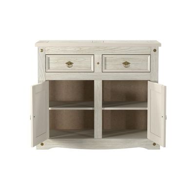 Aparador Buffet em Madeira 2 Portas 2 Gavetas 104 cm Patina Branca Elliottiis