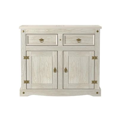 Aparador Buffet em Madeira 2 Portas 2 Gavetas 104 cm Patina Branca Elliottiis