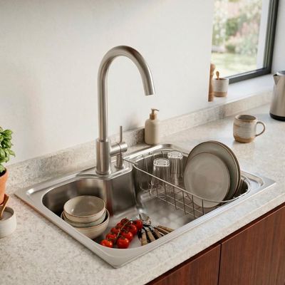 Cuba para Cozinha Gourmet Aço Inox 50x40 cm com Cesto e Dosador Tuizi