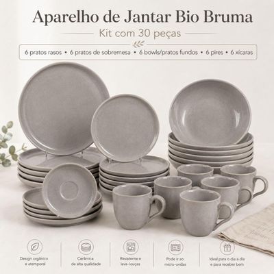 Aparelho de Jantar Porto Brasil Cerâmica 30 Peças Bio Bruma